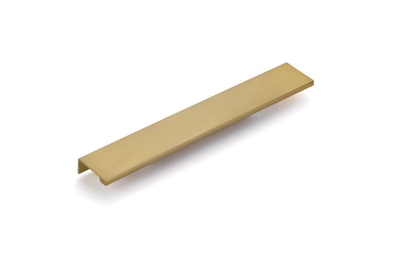 The Emtek Cabinet Edge Pull, 10" Center to Center in Satin Brass finish