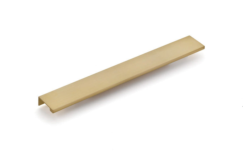 The Emtek Cabinet Edge Pull, 12" Center to Center in Satin Brass finish