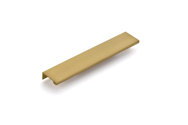 The Emtek Cabinet Edge Pull, 8" Center to Center in Satin Brass finish