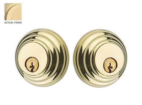 Emtek Double Cylinder Low Profile Keyed Deadbolt in Satin Brass finish