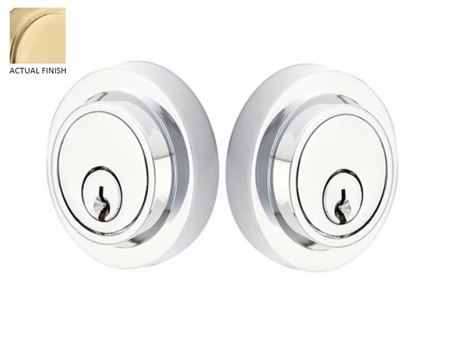 Emtek Double Cylinder Modern Keyed Deadbolt in Satin Brass finish