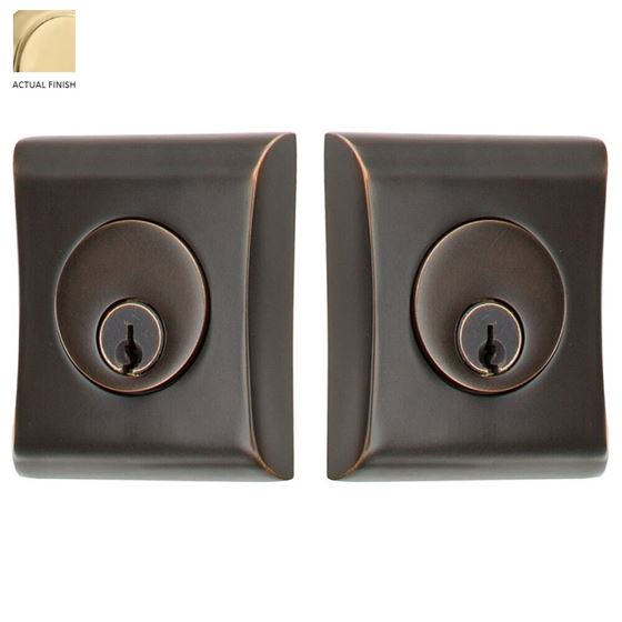 Emtek Double Cylinder Neos Keyed Deadbolt in Satin Brass finish