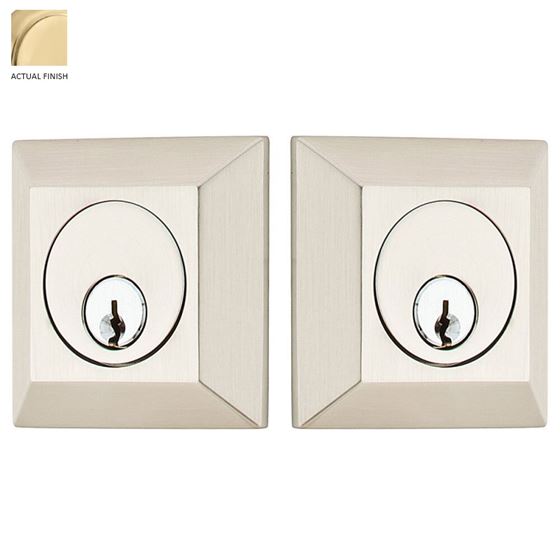 Emtek Double Cylinder Quincy Keyed Deadbolt in Satin Brass finish