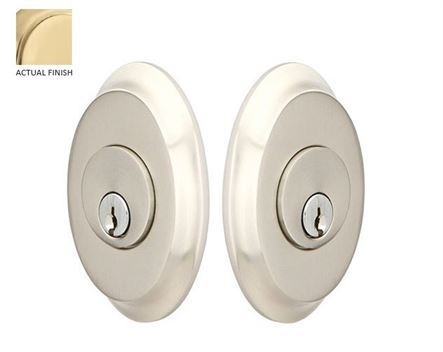 Emtek Double Cylinder Saratoga Keyed Deadbolt in Satin Brass finish