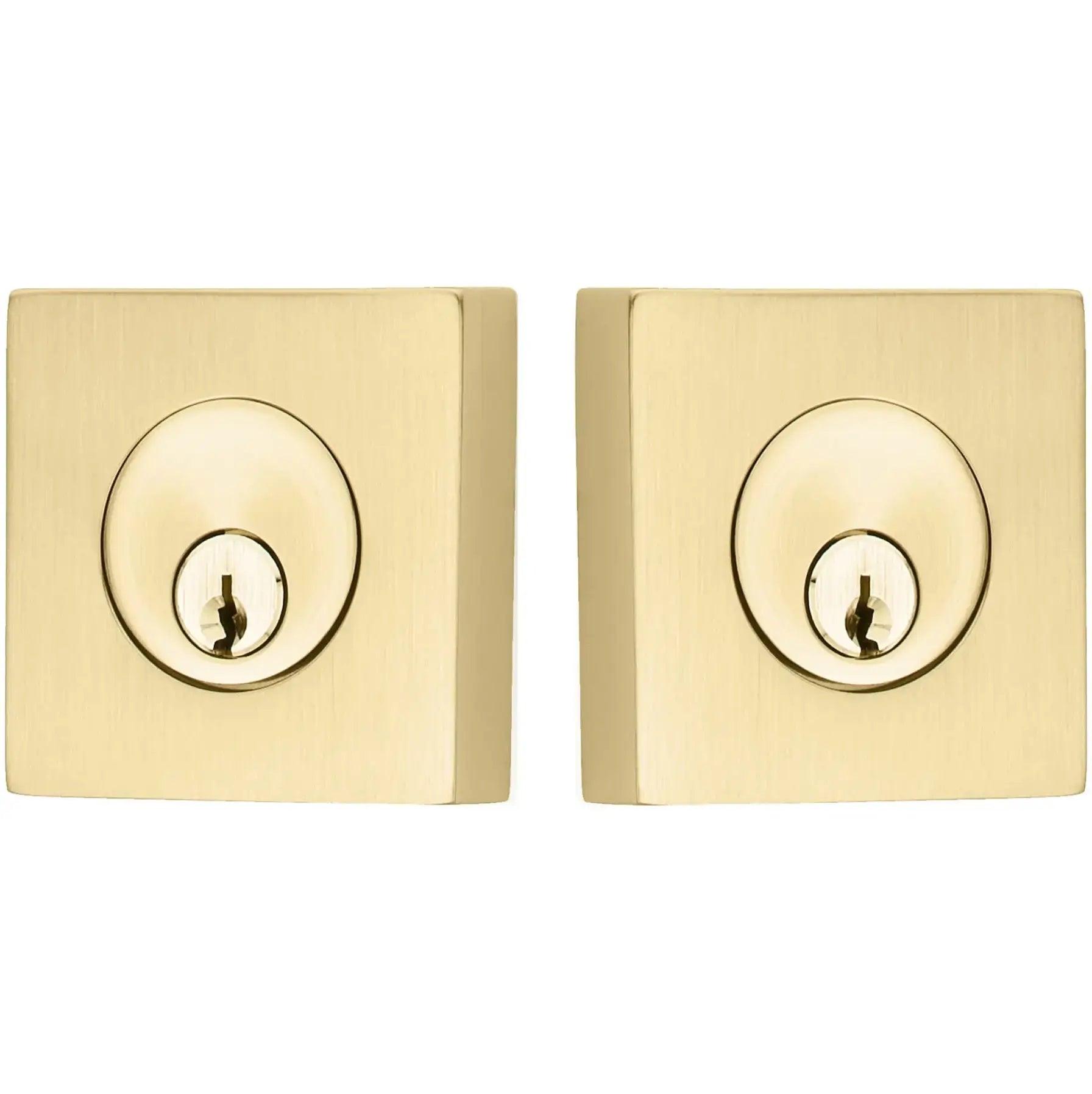 Emtek Double Cylinder Square Keyed Deadbolt in Satin Brass finish