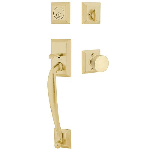 Emtek Franklin Tubular Entrance Handleset With Round Knob in Satin Brass finish