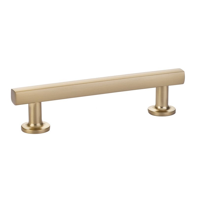 The Emtek Freestone Cabinet Pull in Satin Brass finish.