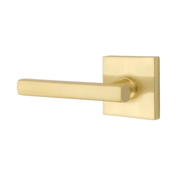 Emtek Freestone Lever With Square Rosette in Satin Brass finish