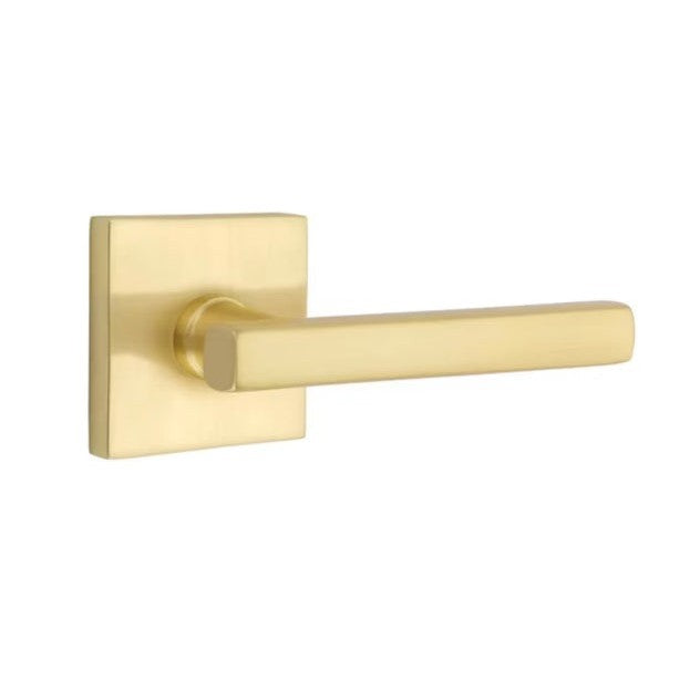 Emtek Freestone Lever With Square Rosette in Satin Brass finish