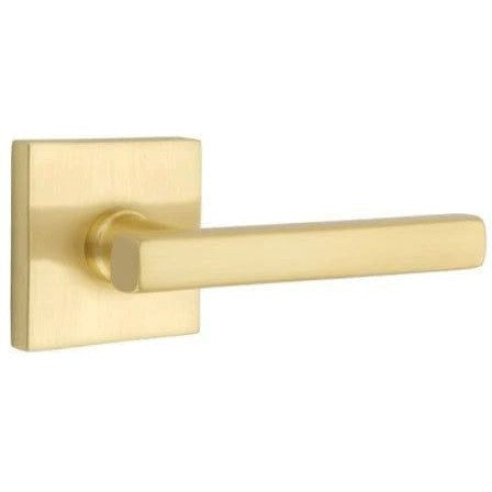 Emtek Freestone Lever With Square Rosette in Satin Brass finish