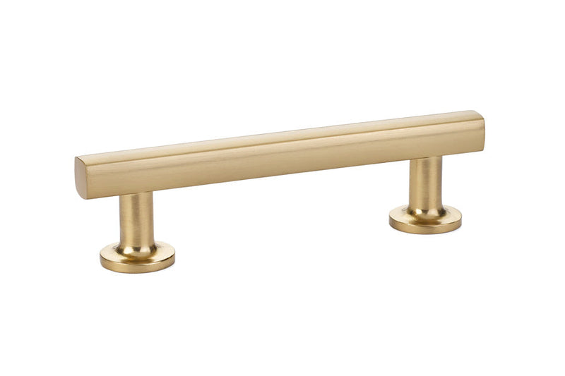 The Emtek Freestone Pull 3-1/2" Center-to-Center in Satin Brass finish