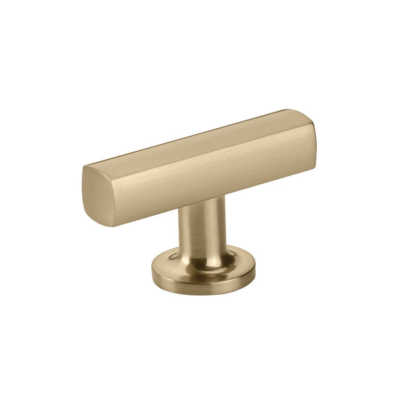 The Emtek Freestone T-Knob 2" in Satin Brass finish