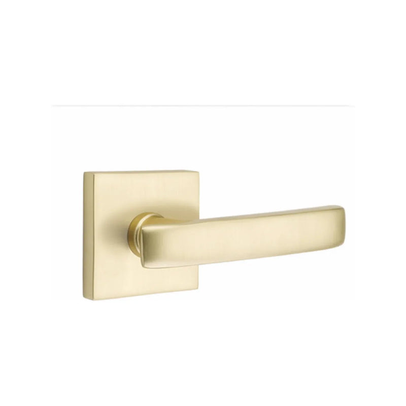 Emtek Geneva Lever With Square Rosette in Satin Brass finish