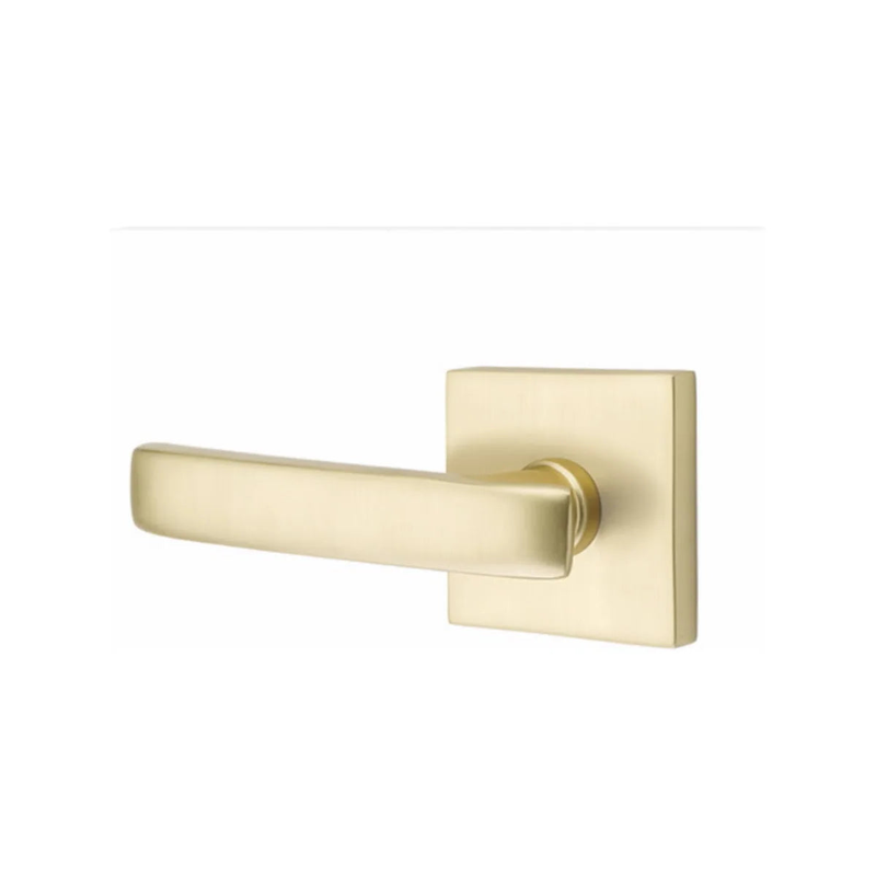 Emtek Geneva Lever With Square Rosette in Satin Brass finish