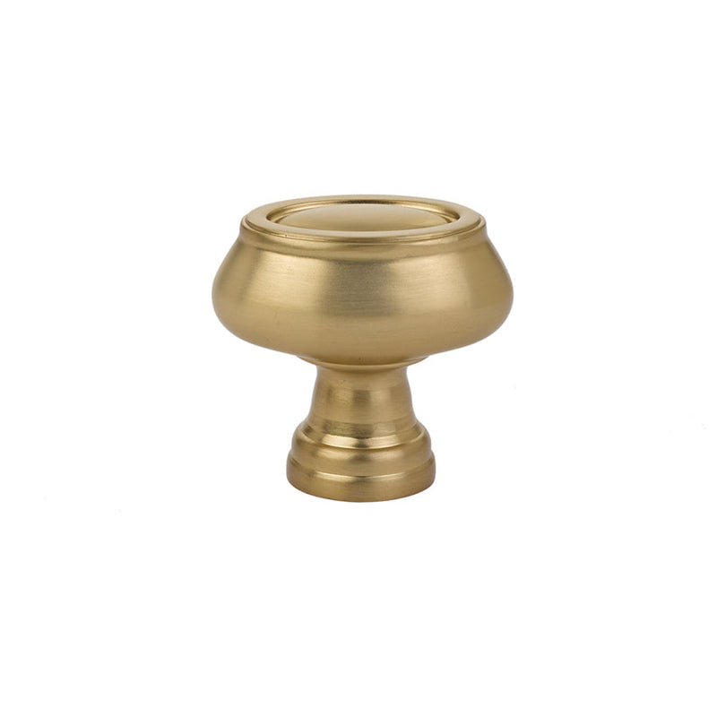 The Emtek Geometric Oval Cabinet Knob, 1 1/2" in Satin Brass finish