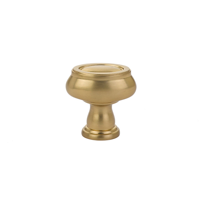 The Emtek Geometric Oval Cabinet Knob, 1 1/4" in Satin Brass finish