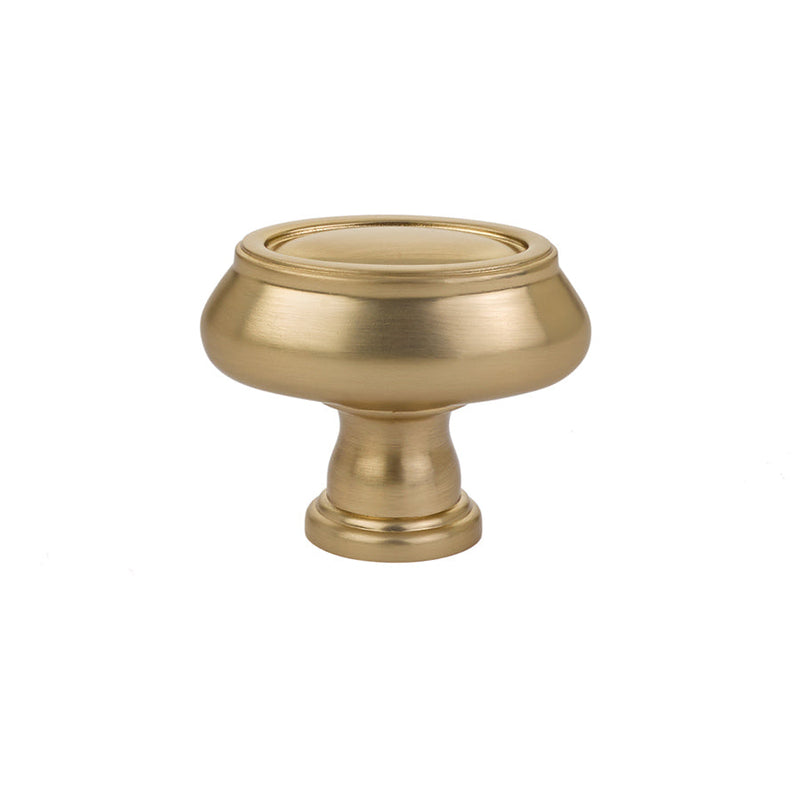 The Emtek Geometric Oval Cabinet Knob, 1 3/4" in Satin Brass finish