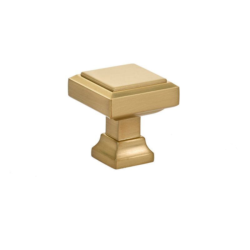 The Emtek Geometric Square Cabinet Knob, 1 1/4" in Satin Brass finish