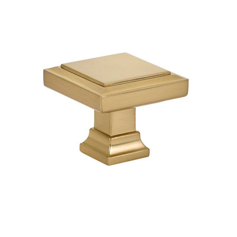 The Emtek Geometric Square Cabinet Knob, 1 5/8" in Satin Brass finish