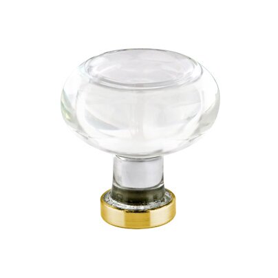 The Emtek Georgetown Crystal Glass Knob 1-1/4" Wide (1-1/2" Projection) in Satin Brass finish