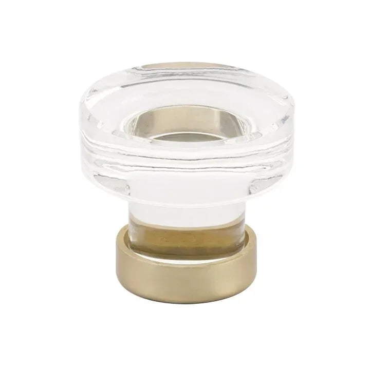 The Emtek Grayson Crystal Glass Knob 1-1/4" Wide (1-1/8" Projection) in Satin Brass finish