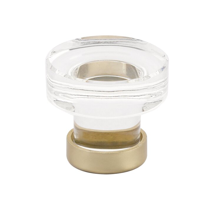 The Emtek Grayson Crystal Glass Knob 1-1/4" Wide (1-1/8" Projection) in Satin Brass finish