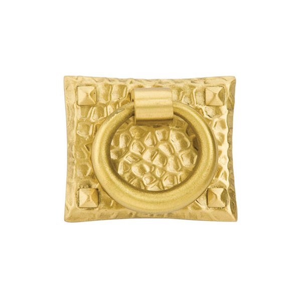 The Emtek Hammered Ring Cabinet Pull in Satin Brass finish
