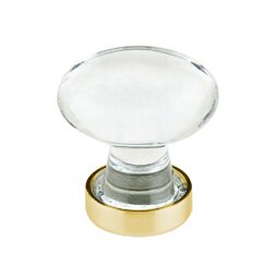 The Emtek Hampton Crystal Glass Knob 1-1/4" Wide in Satin Brass finish