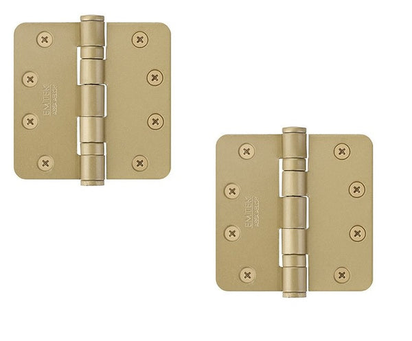 Emtek Heavy Duty Steel Ball Bearing Hinge, 4.5" x 4.5" with 1/4" Radius Corners in Satin Brass finish