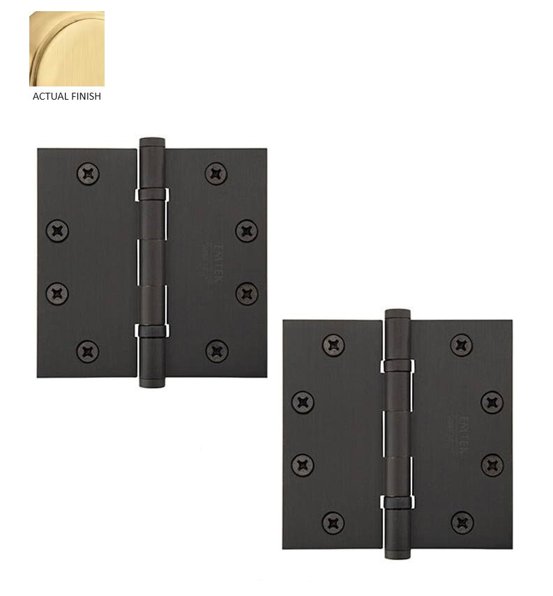 Emtek Heavy Duty Steel Ball Bearing Hinge, 4.5" x 4.5" with Square Corners in Satin Brass finish