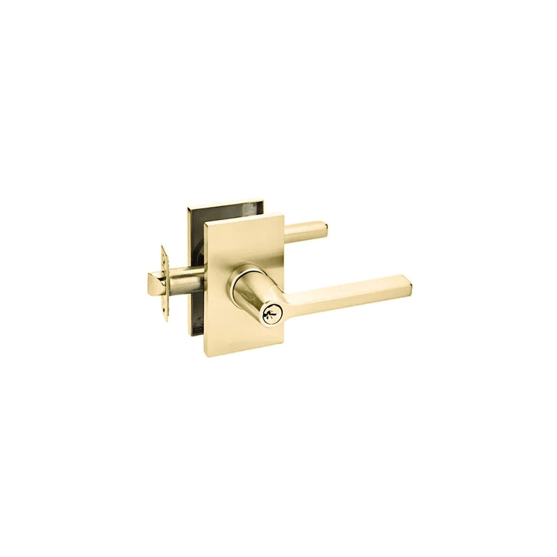 Emtek Helios Lever With Modern Rectangular Rosette in Satin Brass finish