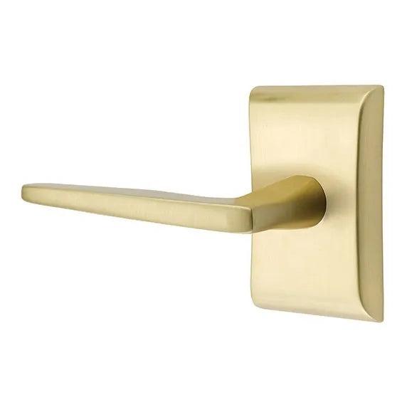 Emtek Helios Lever With Neos Rosette in Satin Brass finish
