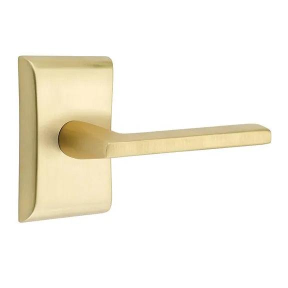 Emtek Helios Lever With Neos Rosette in Satin Brass finish