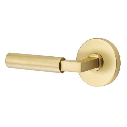 Emtek Hercules Lever With Disk Rosette in Satin Brass finish