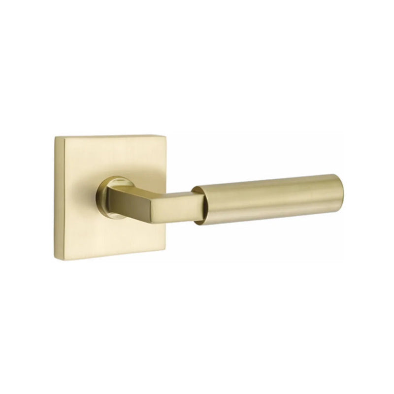 The Emtek Hercules Lever With Square Rosette in Satin Brass finish