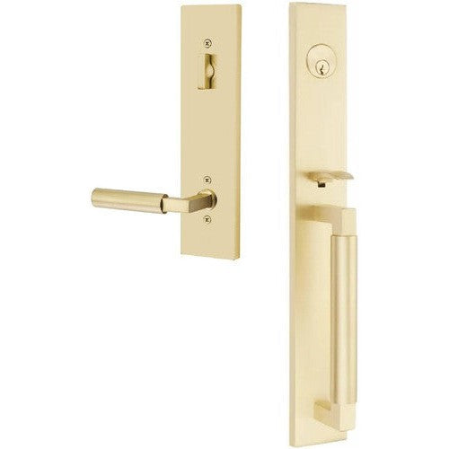 Emtek Hercules Smooth Full Length Tubular Entry Set with Hercules Lever in Satin Brass finish