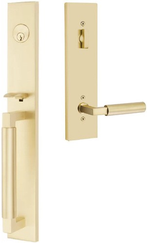 Emtek Hercules Smooth Full Length Tubular Entry Set with Hercules Lever in Satin Brass finish