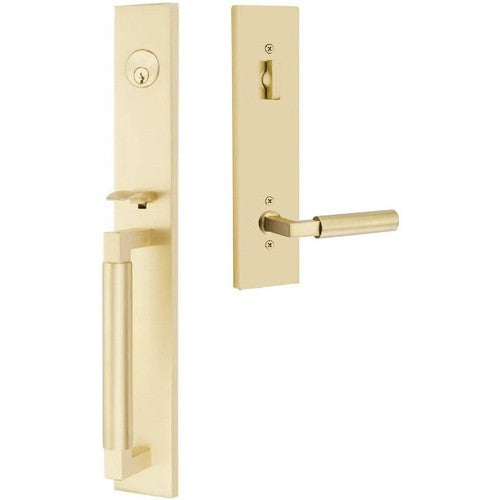 Emtek Hercules Smooth Full Length Tubular Entry Set with Hercules Lever in Satin Brass finish