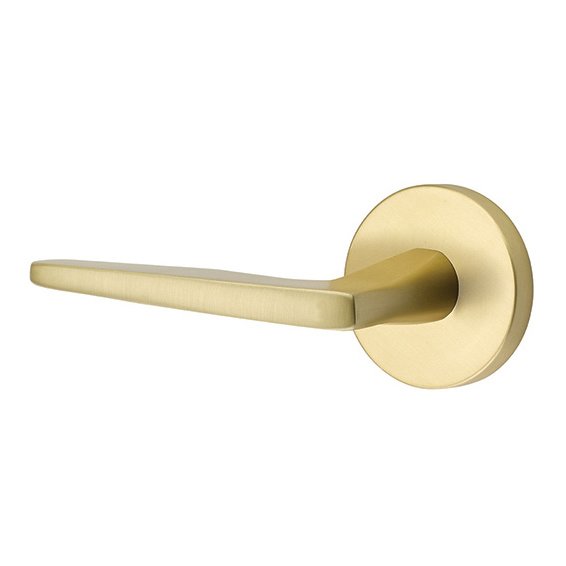 Emtek Hermes Lever With Disk Rosette in Satin Brass finish