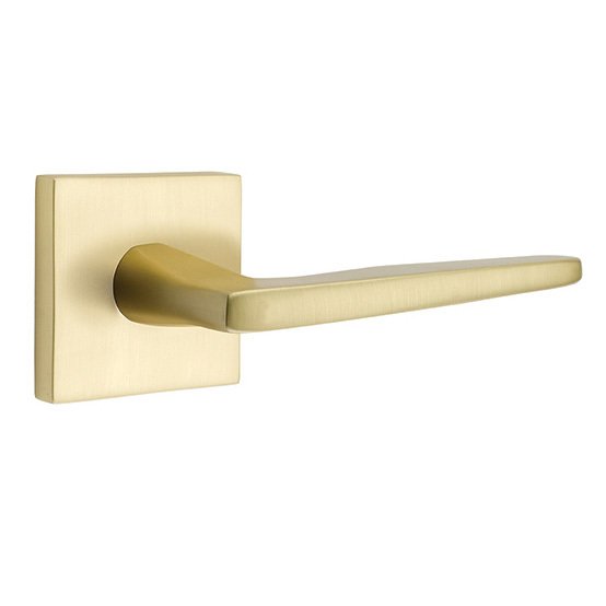 Emtek Hermes Lever With Square Rosette in Satin Brass finish