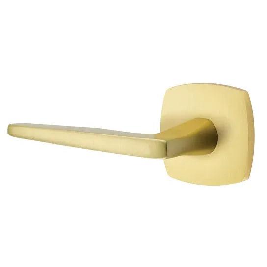 Emtek Hermes Lever With Urban Modern Rosette in Satin Brass finish