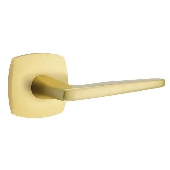 Emtek Hermes Lever With Urban Modern Rosette in Satin Brass finish
