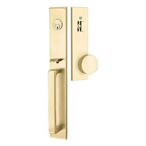 Emtek Lausanne Entrance Handleset With Round Knob in Satin Brass finish