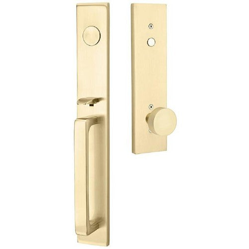 Emtek Lausanne Entrance Handleset With Round Knob in Satin Brass finish