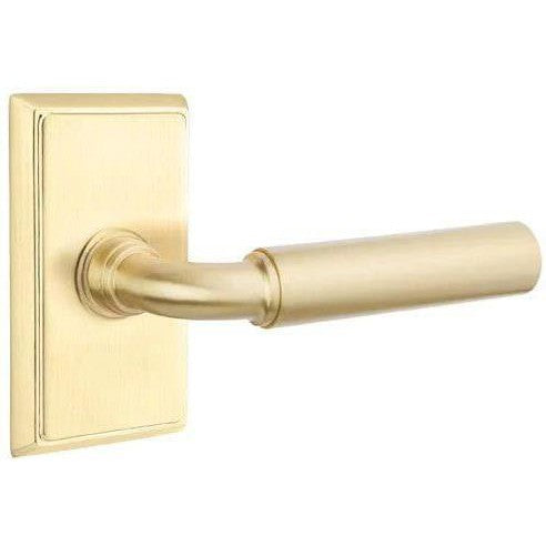 Emtek Manning Lever With Rectangular Rosette in Satin Brass finish