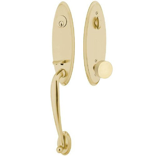 Emtek Marietta Tubular Entrance Handleset With Round Knob in Satin Brass finish