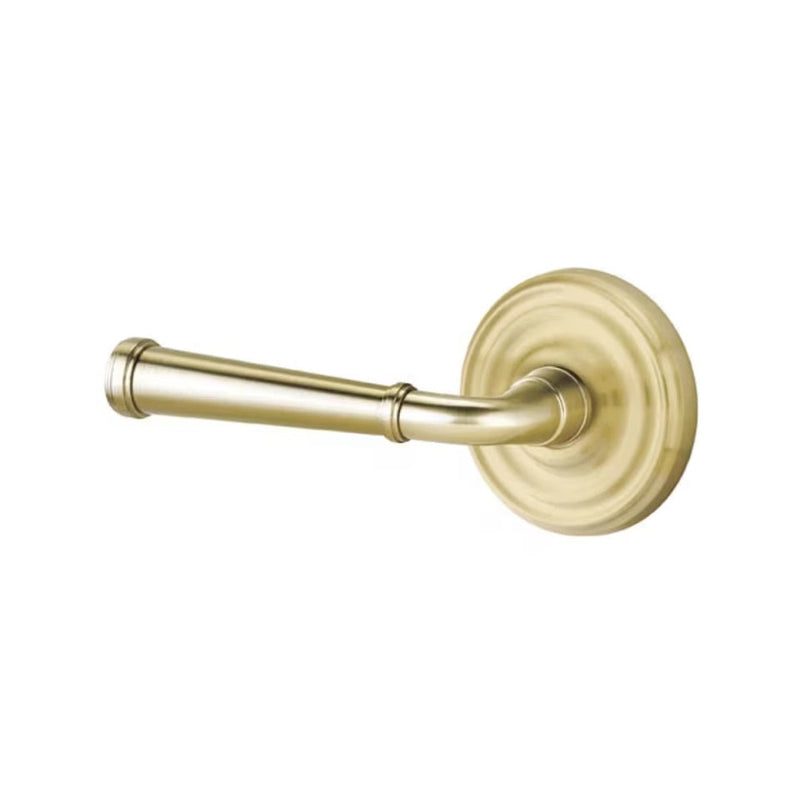 The Emtek Merrimack Lever With Regular Rosette in Satin Brass finish