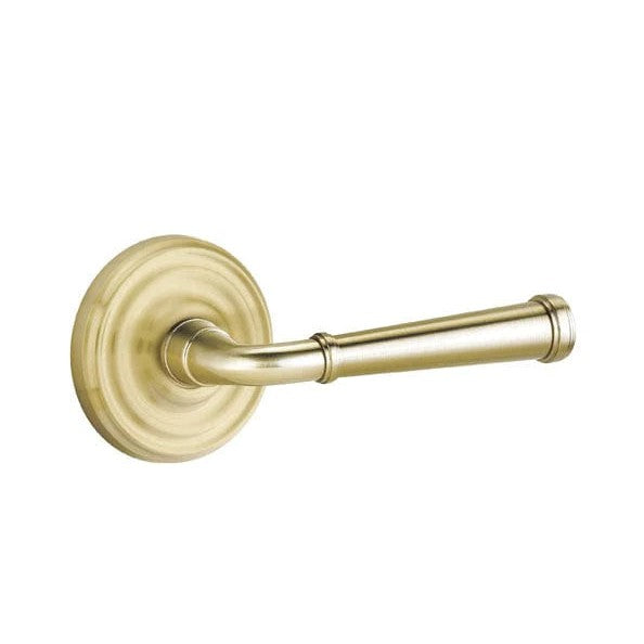 The Emtek Merrimack Lever With Regular Rosette in Satin Brass finish