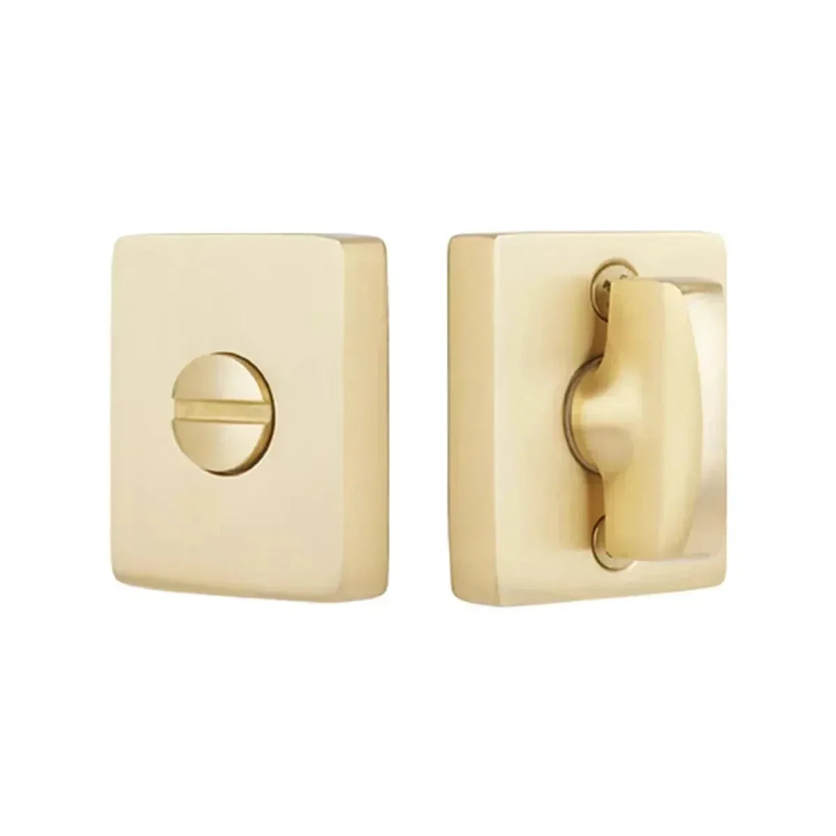 The Emtek Modern Thumbturn Privacy Bolt in Satin Brass finish.