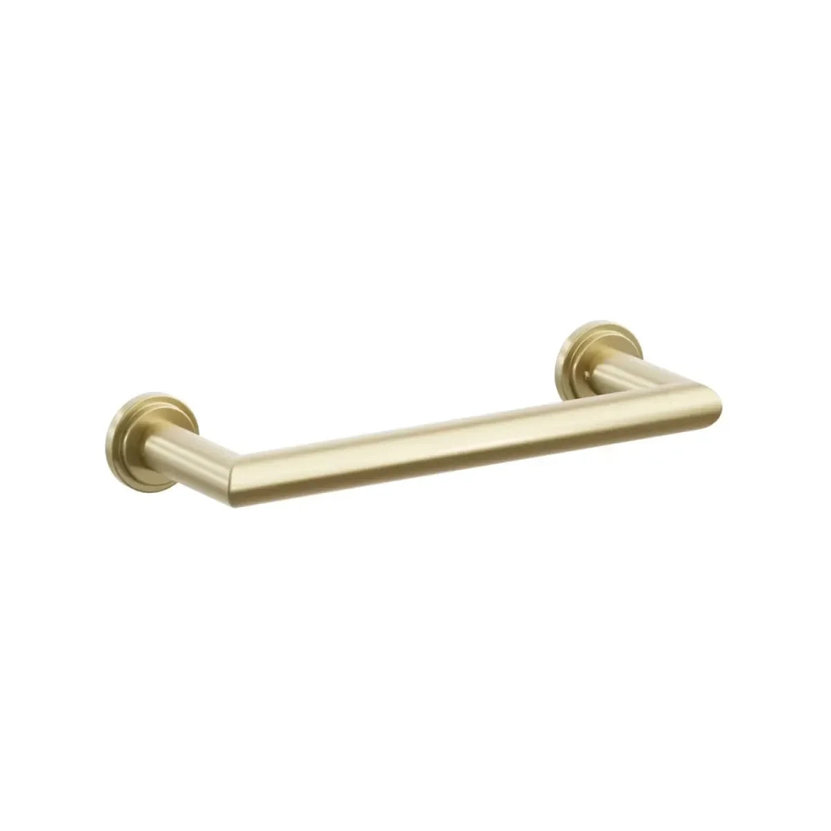 The Emtek Modern Tubular Towel Bar with Step Disk Rosette in Satin Brass finish.